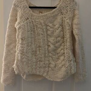Free People Cozy Cream Knit Sweater